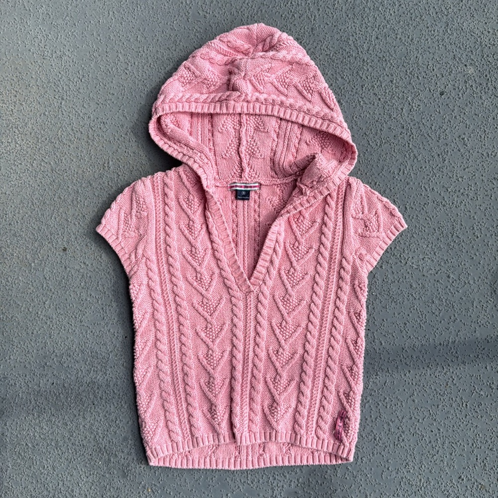 Polo Jeans Pink Cable Knit Short Sleeve Sweater
